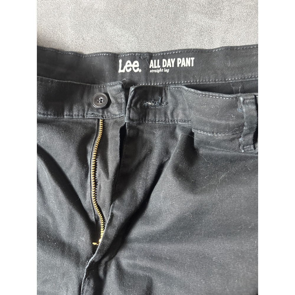 Lee All Day Pant Womens 14 Medium Black Straight Leg Cotton Blend Trousers